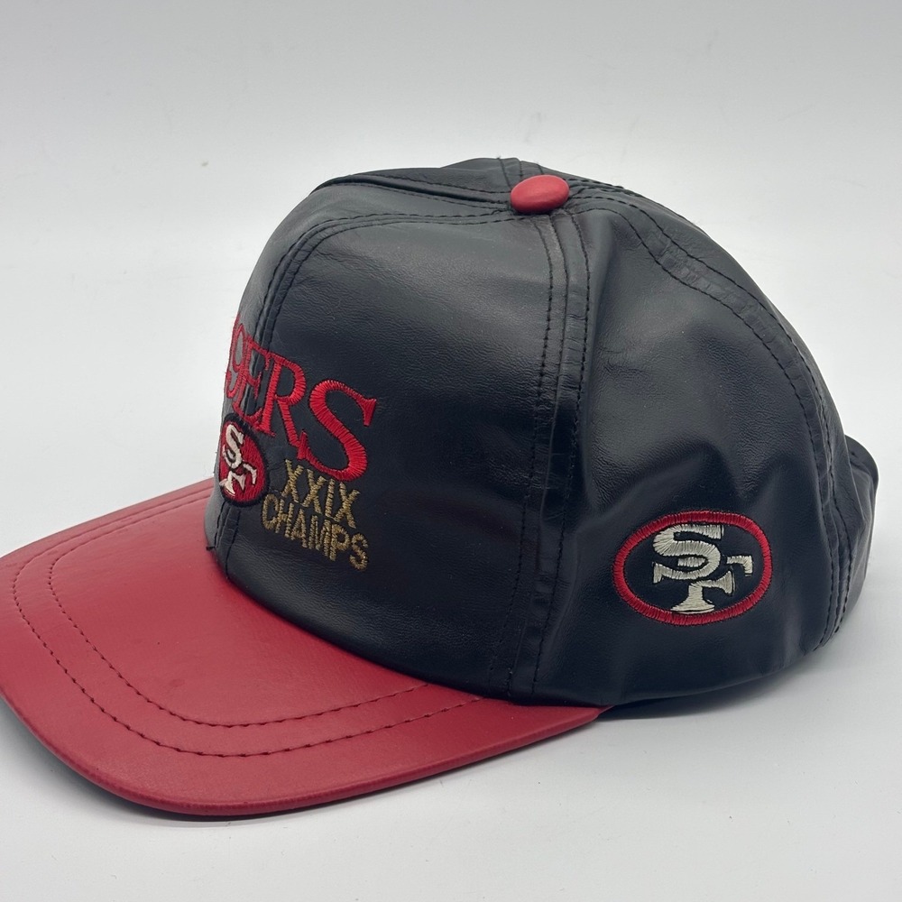 Vintage 1995 San Francisco 49ers Super Bowl XXIX Champs Leather Snapback Hat - Picture 2 of 6